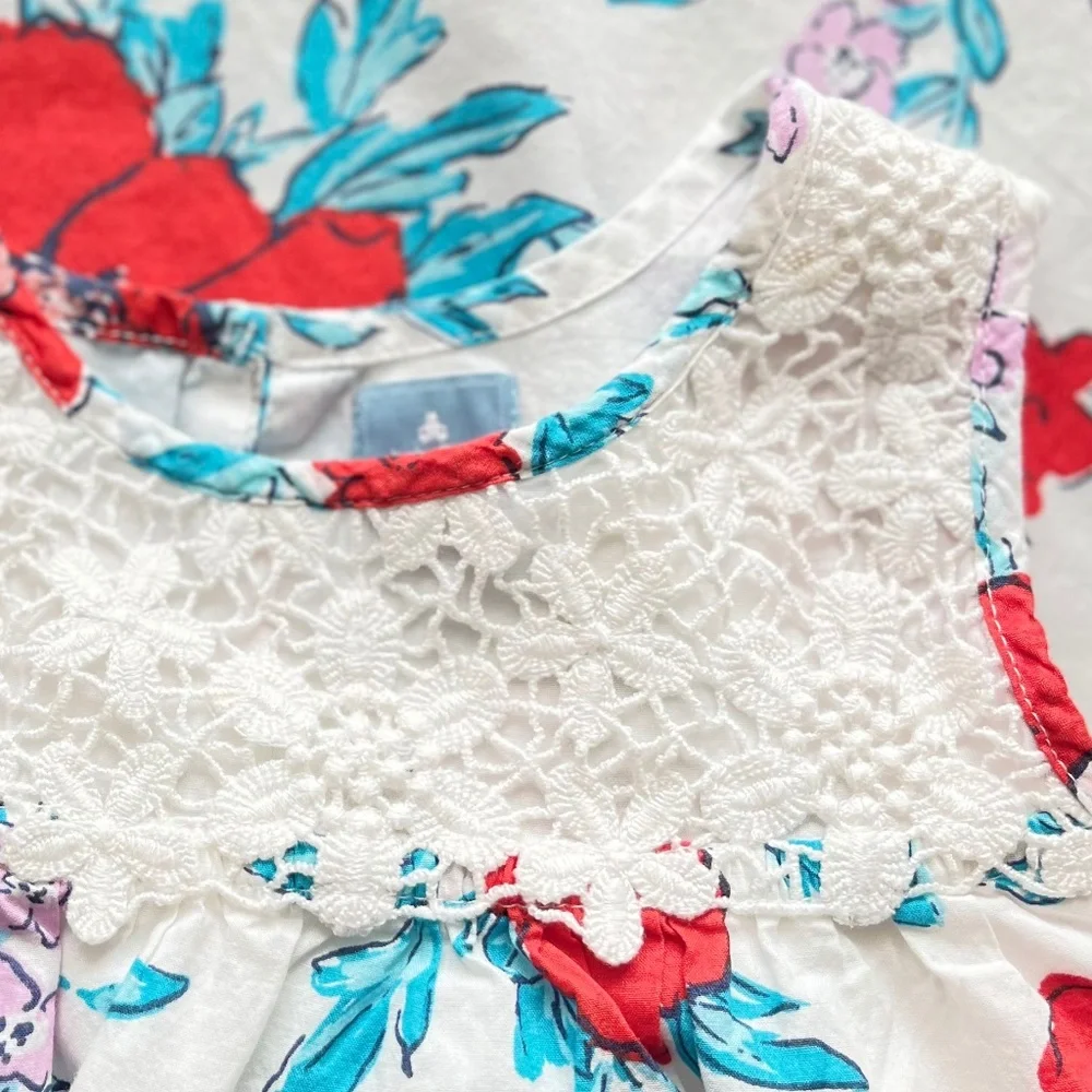 GAP Baby Gap Boho Flowered Sundress Lined Cotton Crochet Size 2 years